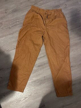 GAP Cropped High-Rise Pants in Rust Brown